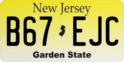 NJ license plate B67EJC