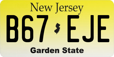 NJ license plate B67EJE