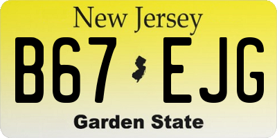 NJ license plate B67EJG