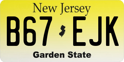 NJ license plate B67EJK