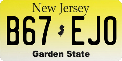 NJ license plate B67EJO