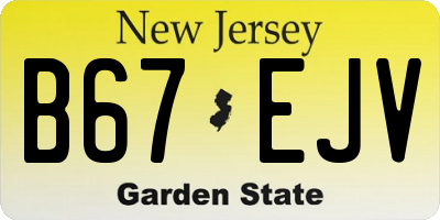 NJ license plate B67EJV