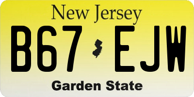 NJ license plate B67EJW