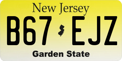 NJ license plate B67EJZ