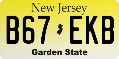 NJ license plate B67EKB