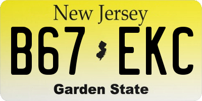 NJ license plate B67EKC