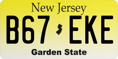 NJ license plate B67EKE