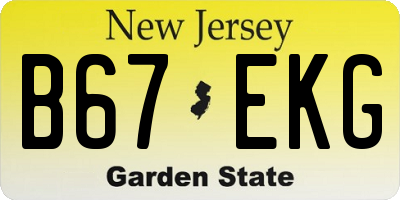 NJ license plate B67EKG