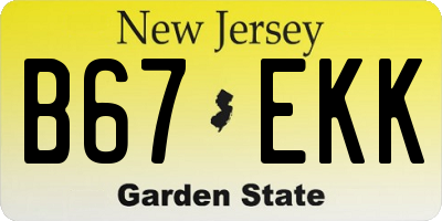 NJ license plate B67EKK