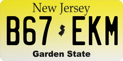 NJ license plate B67EKM