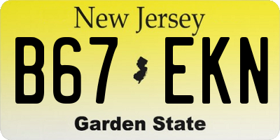 NJ license plate B67EKN