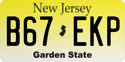 NJ license plate B67EKP