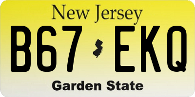 NJ license plate B67EKQ