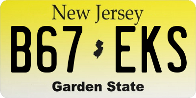 NJ license plate B67EKS