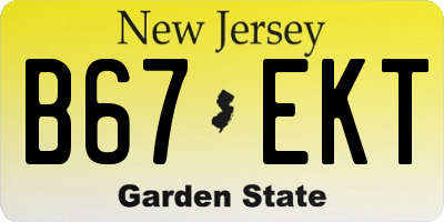NJ license plate B67EKT