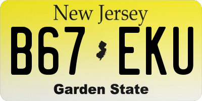 NJ license plate B67EKU
