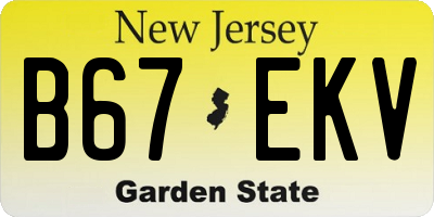NJ license plate B67EKV