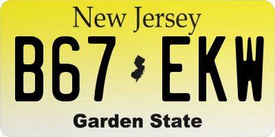 NJ license plate B67EKW