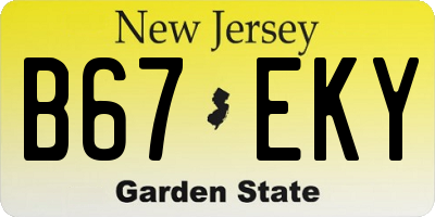 NJ license plate B67EKY