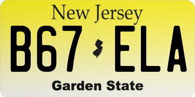 NJ license plate B67ELA