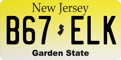 NJ license plate B67ELK