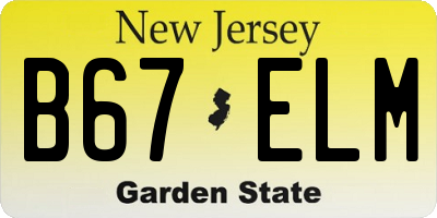 NJ license plate B67ELM