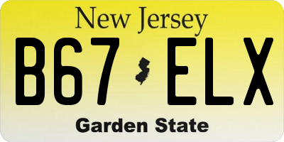 NJ license plate B67ELX