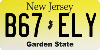 NJ license plate B67ELY