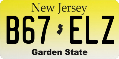 NJ license plate B67ELZ