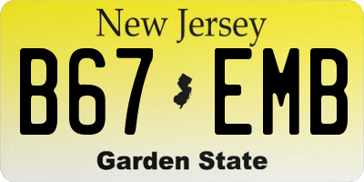 NJ license plate B67EMB
