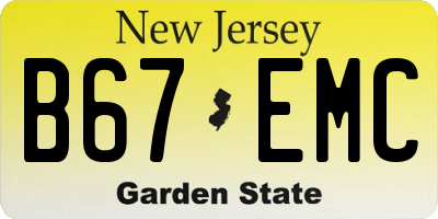 NJ license plate B67EMC
