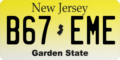 NJ license plate B67EME