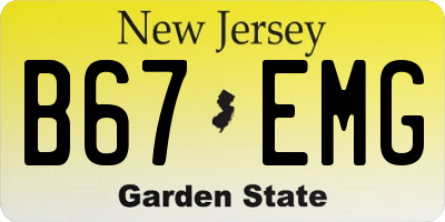 NJ license plate B67EMG