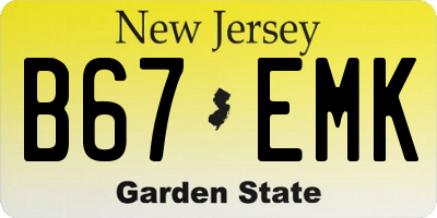 NJ license plate B67EMK