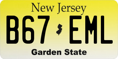 NJ license plate B67EML