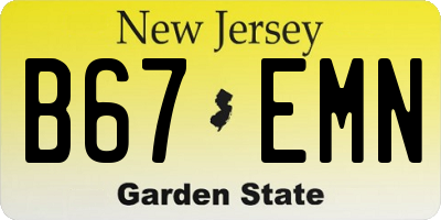NJ license plate B67EMN