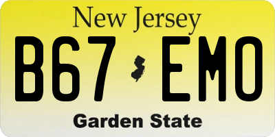 NJ license plate B67EMO