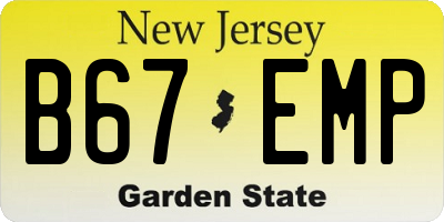 NJ license plate B67EMP
