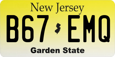 NJ license plate B67EMQ