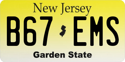 NJ license plate B67EMS
