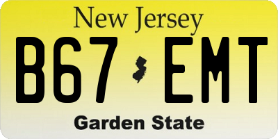 NJ license plate B67EMT