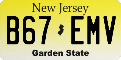 NJ license plate B67EMV