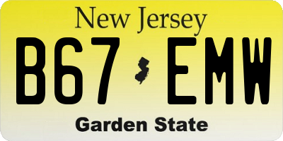 NJ license plate B67EMW