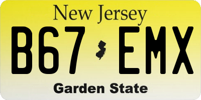 NJ license plate B67EMX