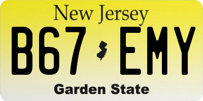 NJ license plate B67EMY