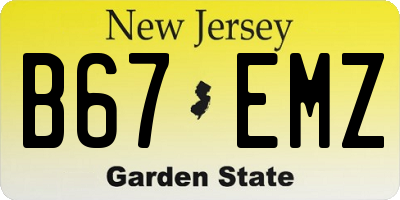 NJ license plate B67EMZ