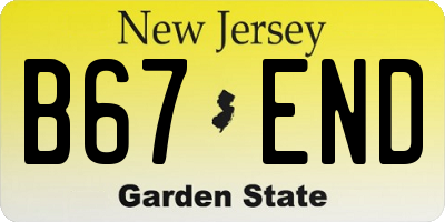 NJ license plate B67END