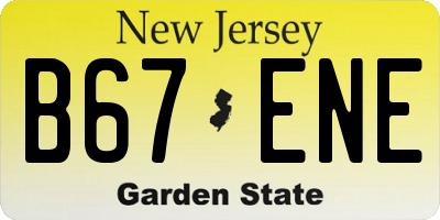 NJ license plate B67ENE