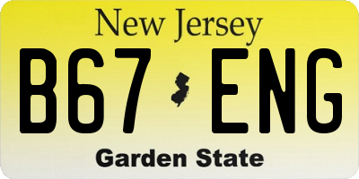 NJ license plate B67ENG