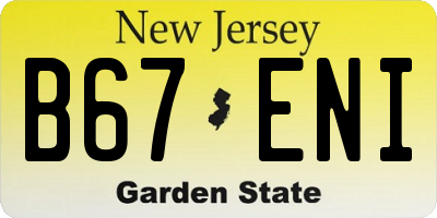 NJ license plate B67ENI